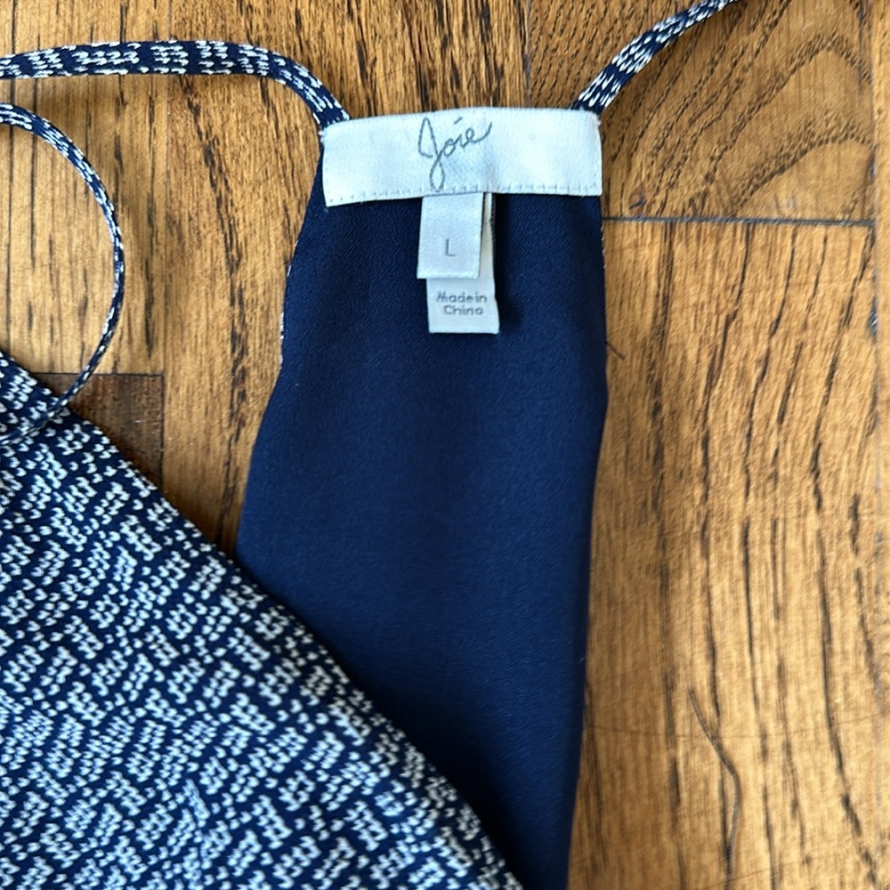 Joie Sz L Navy printed Maxi Dress - Picture 3 of 7
